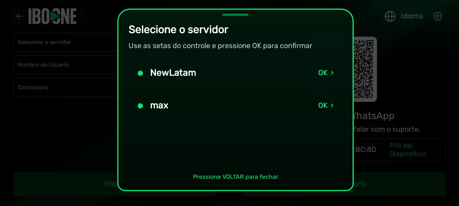 IBO ONE Player - Selección de servidor desde el panel (Multi-DNS) al agregar una lista