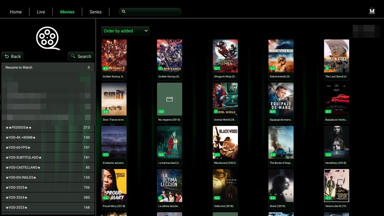 IBO Ultra Glass Green — Movies — catálogo de películas con posters en Android TV / Fire TV