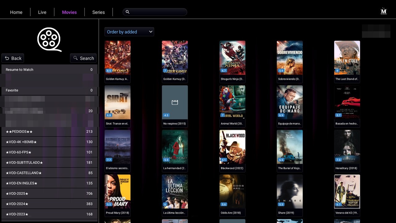 IBO Ultra Glass Purple — Movies — catálogo de películas con posters en Android TV / Fire TV