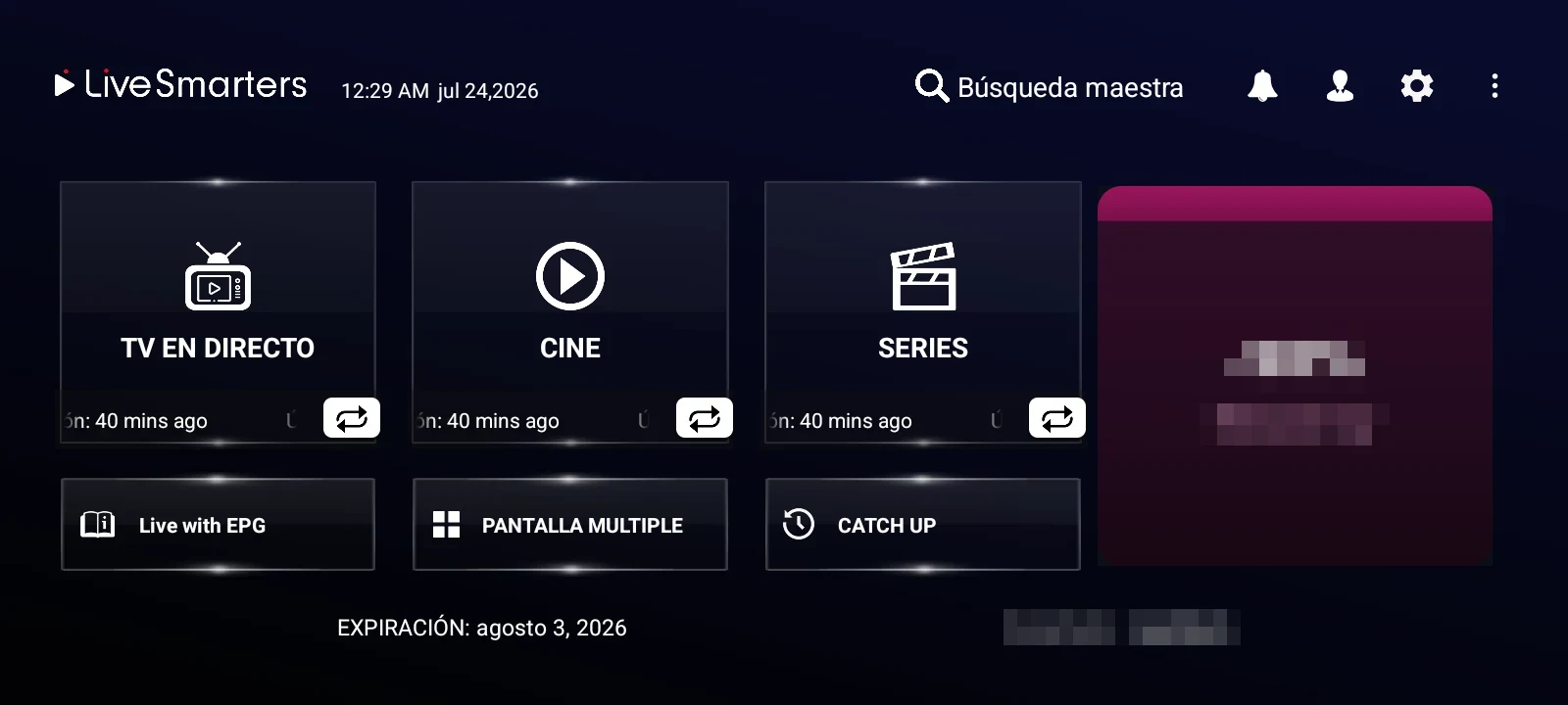 An IPTV app with a home banner to show your customers promos and announcements