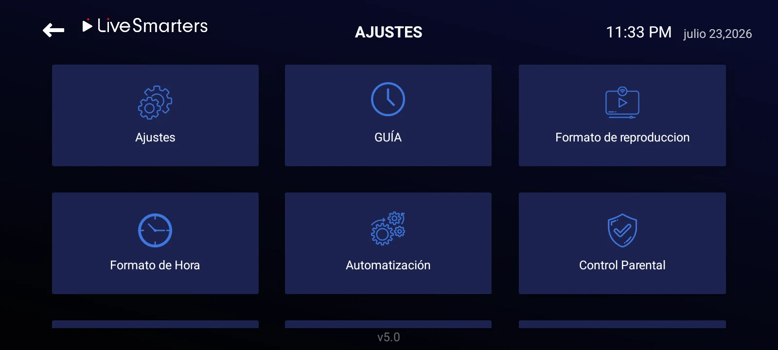 Ajustes de la aplicacion