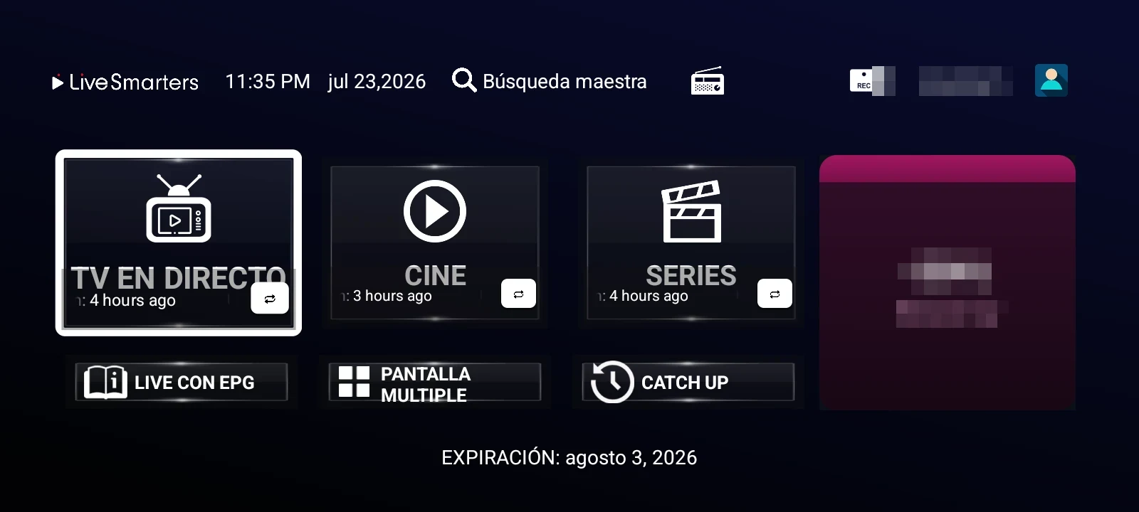Modo TV: home con el banner de publicidad (Android TV / Fire TV)