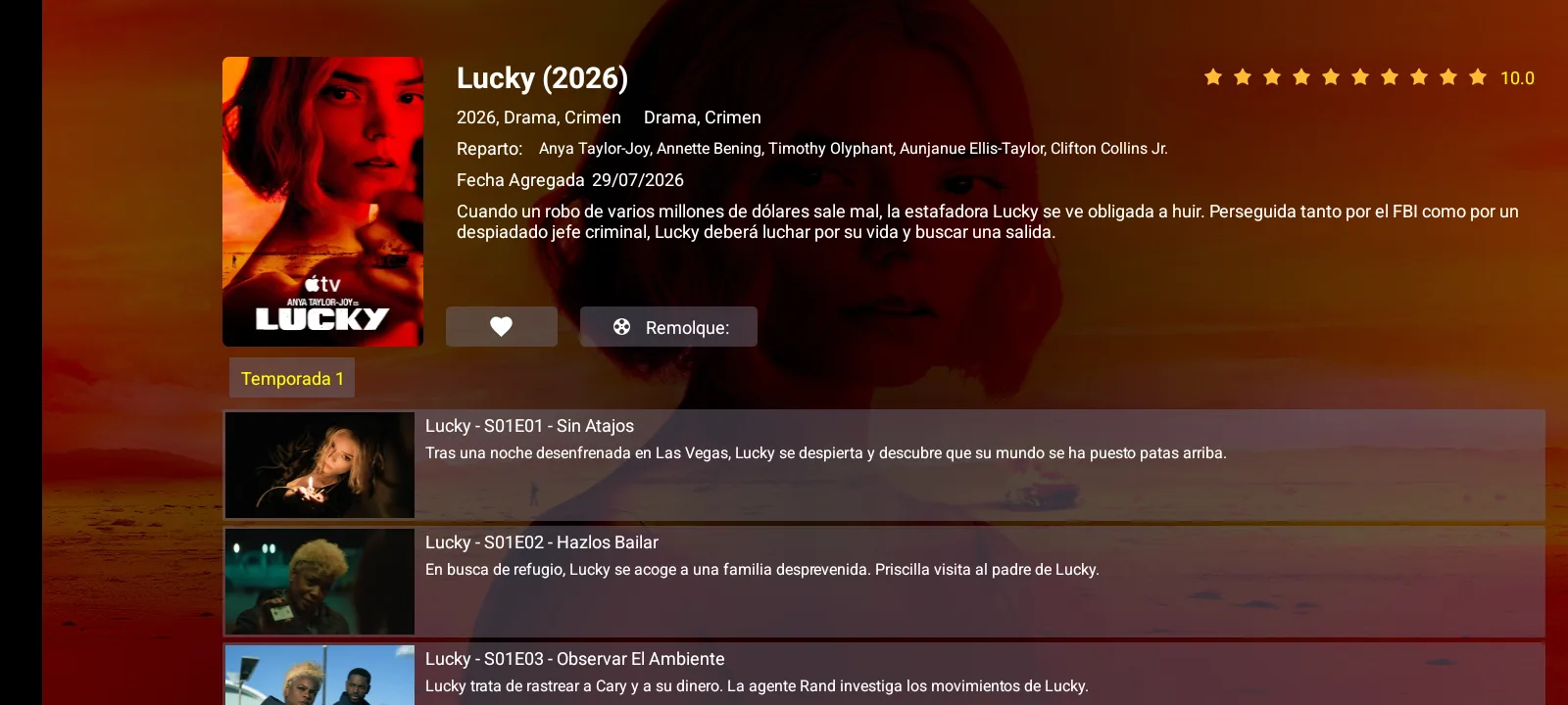 LPRO Player Pro - Ficha de serie con temporada y episodios con miniaturas