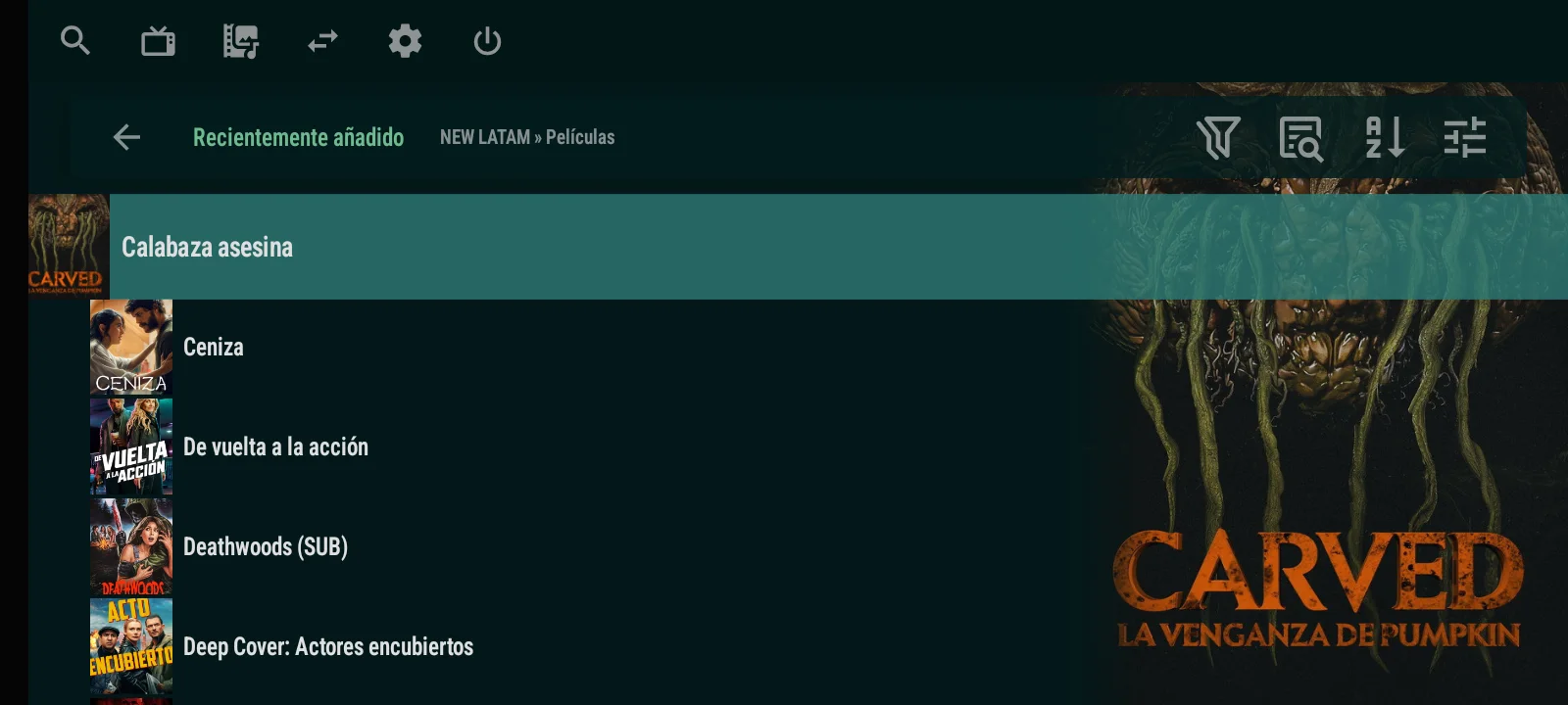 OTT Navigator Premium — biblioteca de películas con carátulas