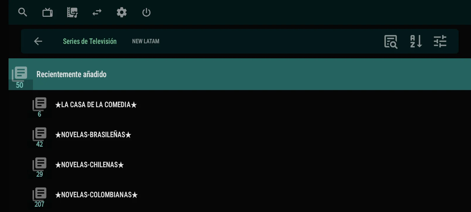 OTT Navigator Premium — categorías de series