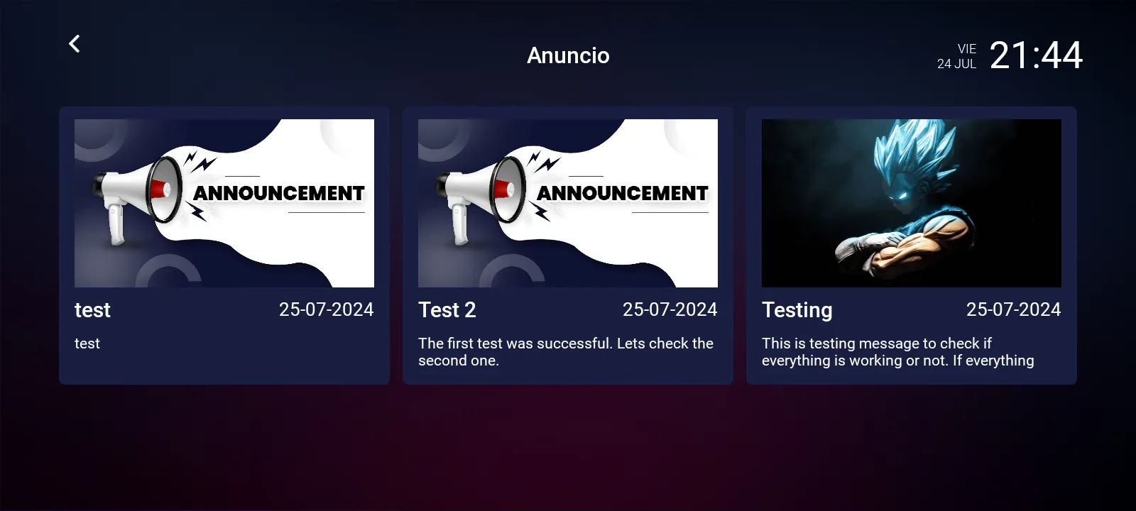 PURPLE EASY - Anuncios enviados desde el panel