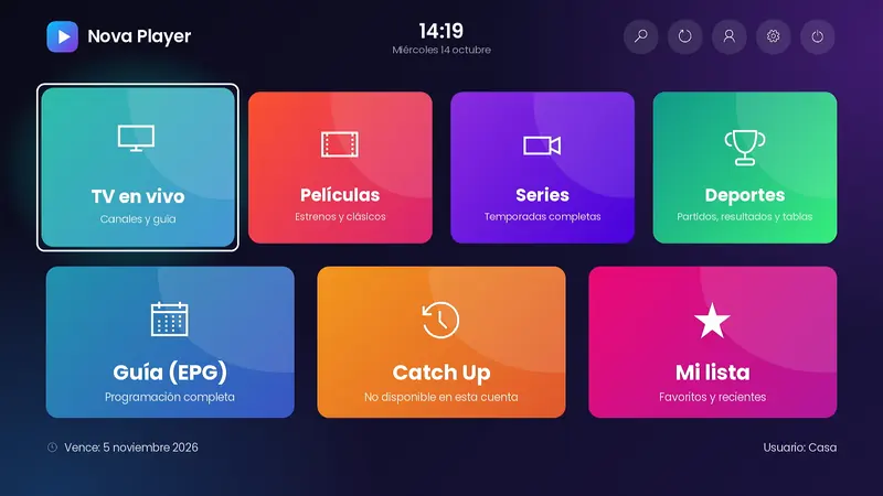 Diseño de inicio Cuadrícula con accesos del mismo tamaño