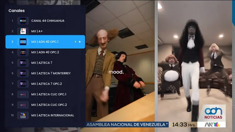Lista de canales sobre el video para cambiar de canal sin salir del reproductor