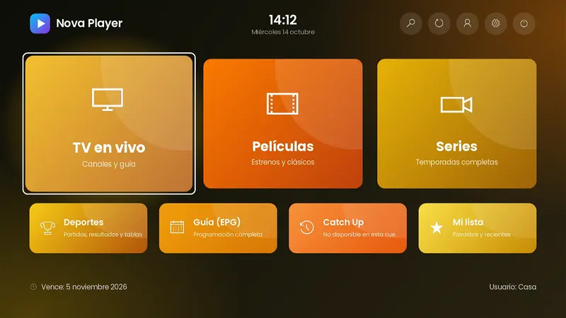 Inicio con el tema de color Oro