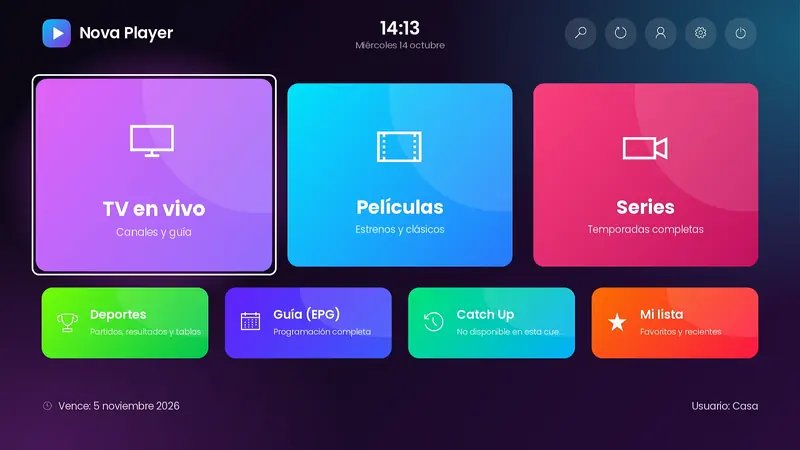 Inicio con el tema de color Neón