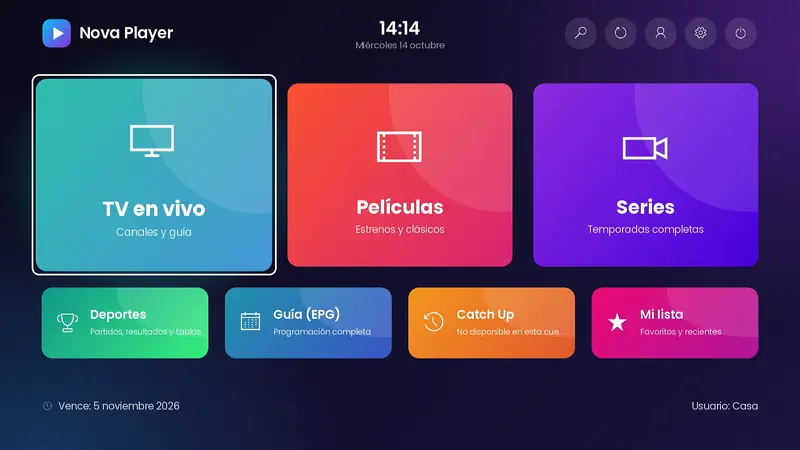 Inicio con el tema de color Nova