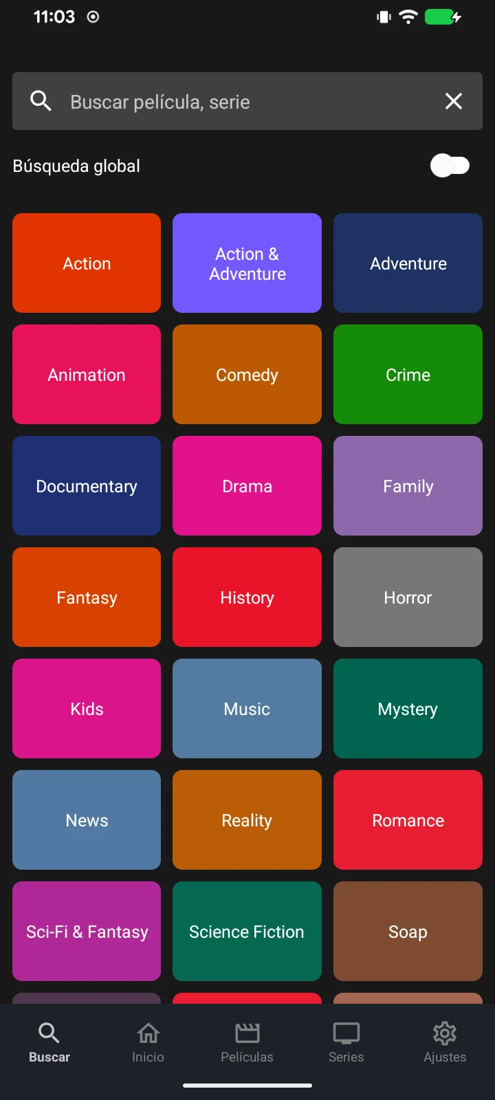Streamflix - Buscador con generos y busqueda global