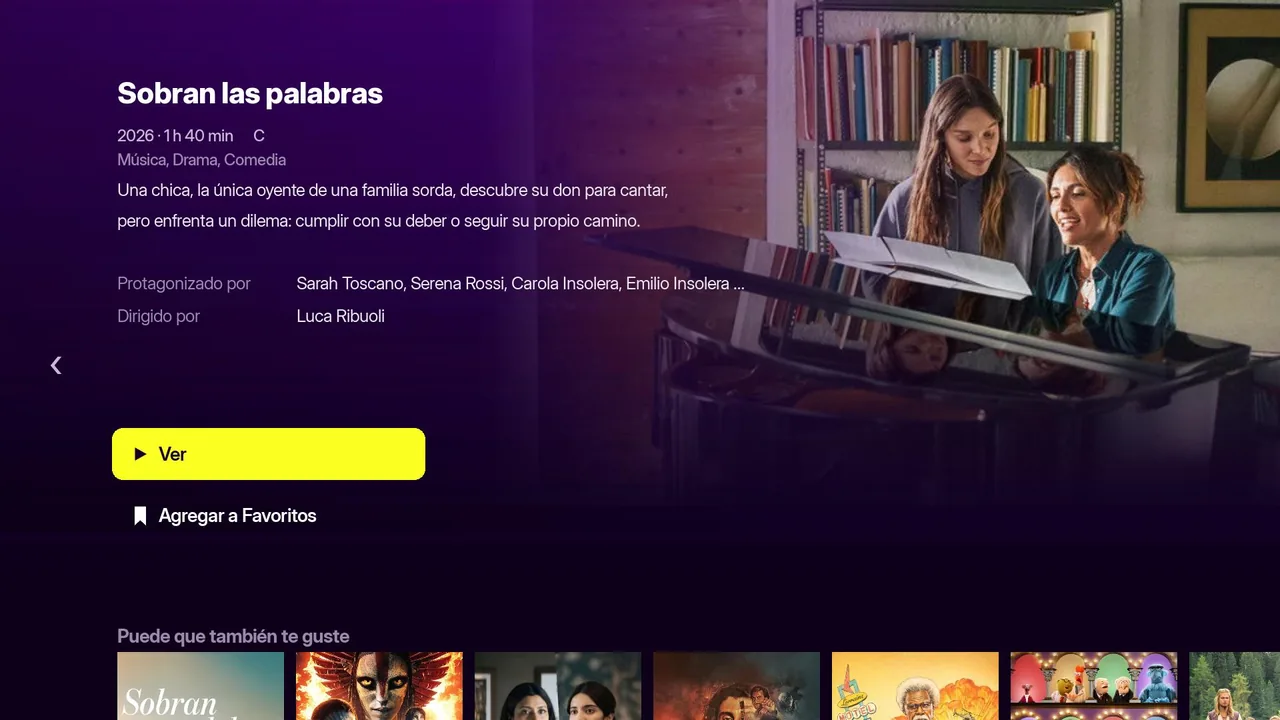 Ficha de película con sinopsis, año, duración, reparto y director en el canal Roku
