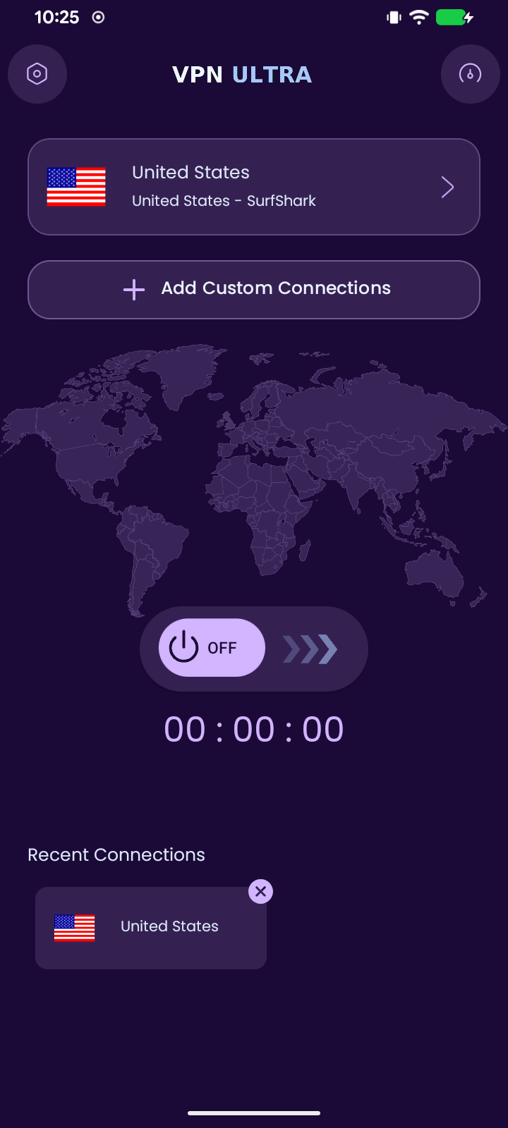 VPN ULTRA en vertical con tema Purple