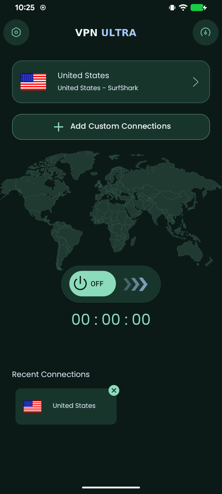 VPN ULTRA en vertical con tema Emerald