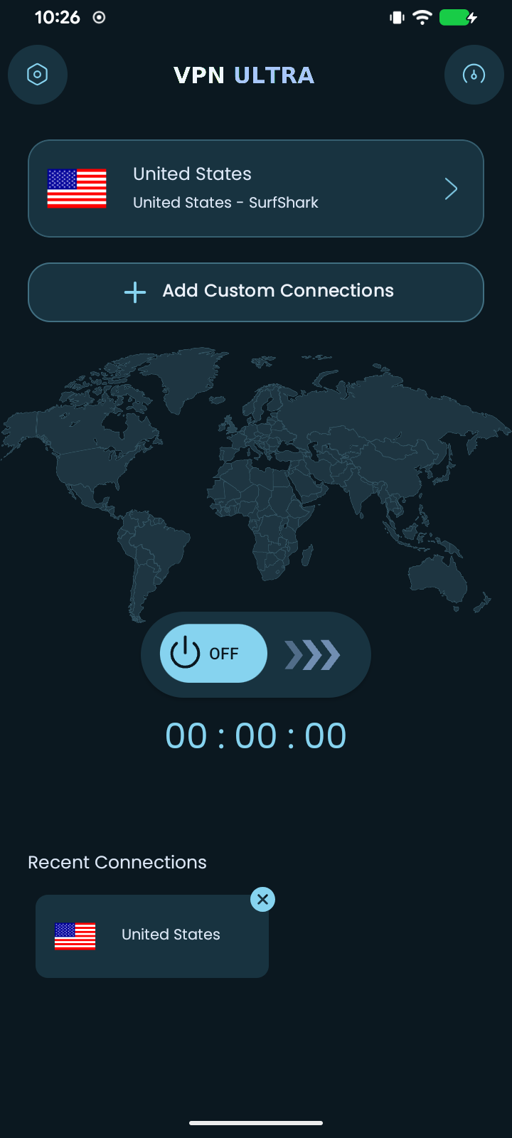VPN ULTRA en vertical con tema Ocean