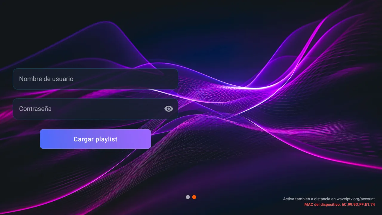 Wave TV V2 — pantalla de acceso