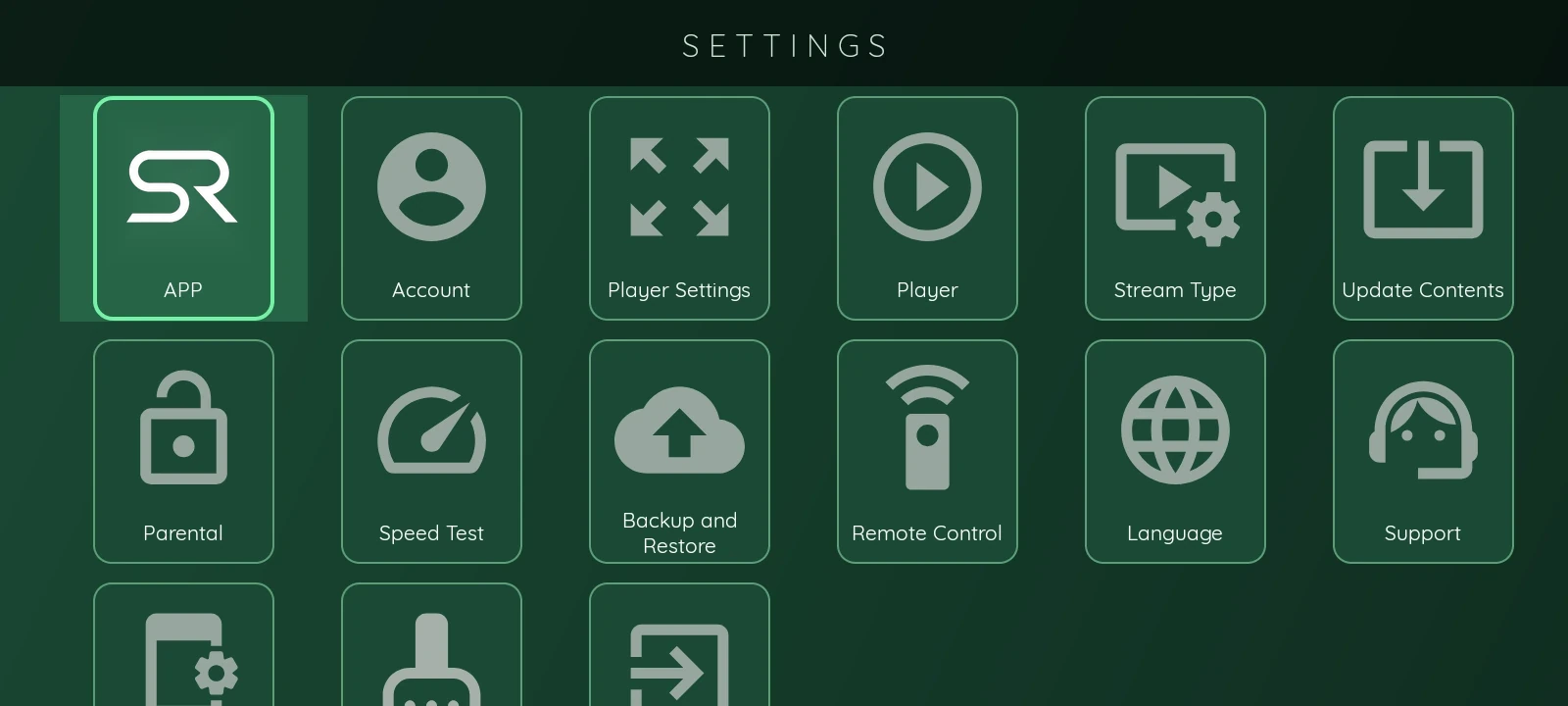 XCIPTV 2100 Green — Ajustes de la app