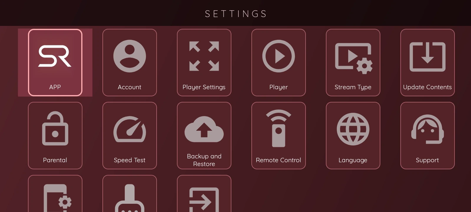 XCIPTV 2100 Red — Ajustes de la app