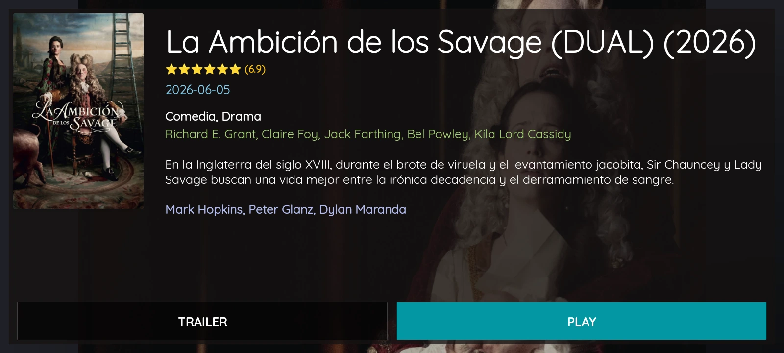 Ficha de película con sinopsis, reparto y reproducción