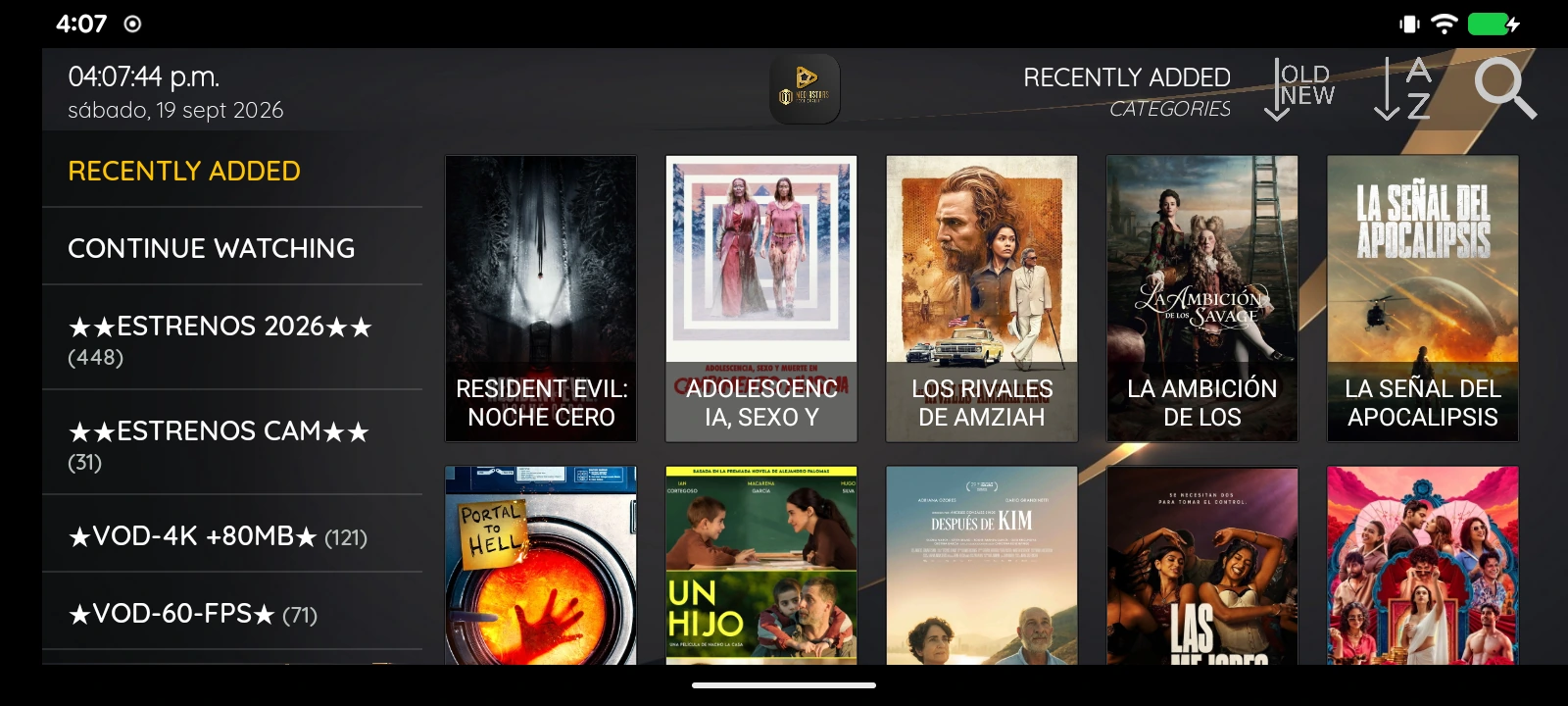 Movies library con carátulas