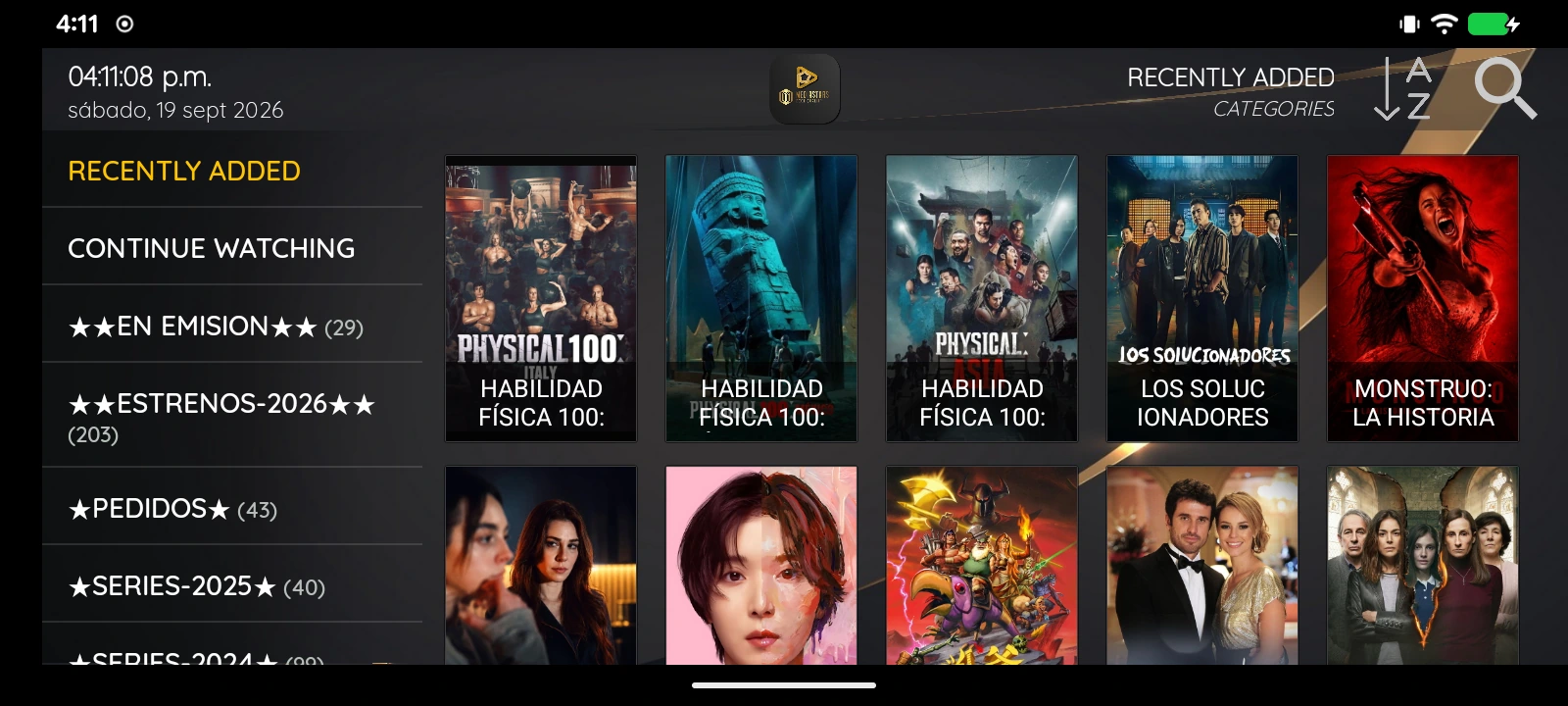TV Series library con carátulas