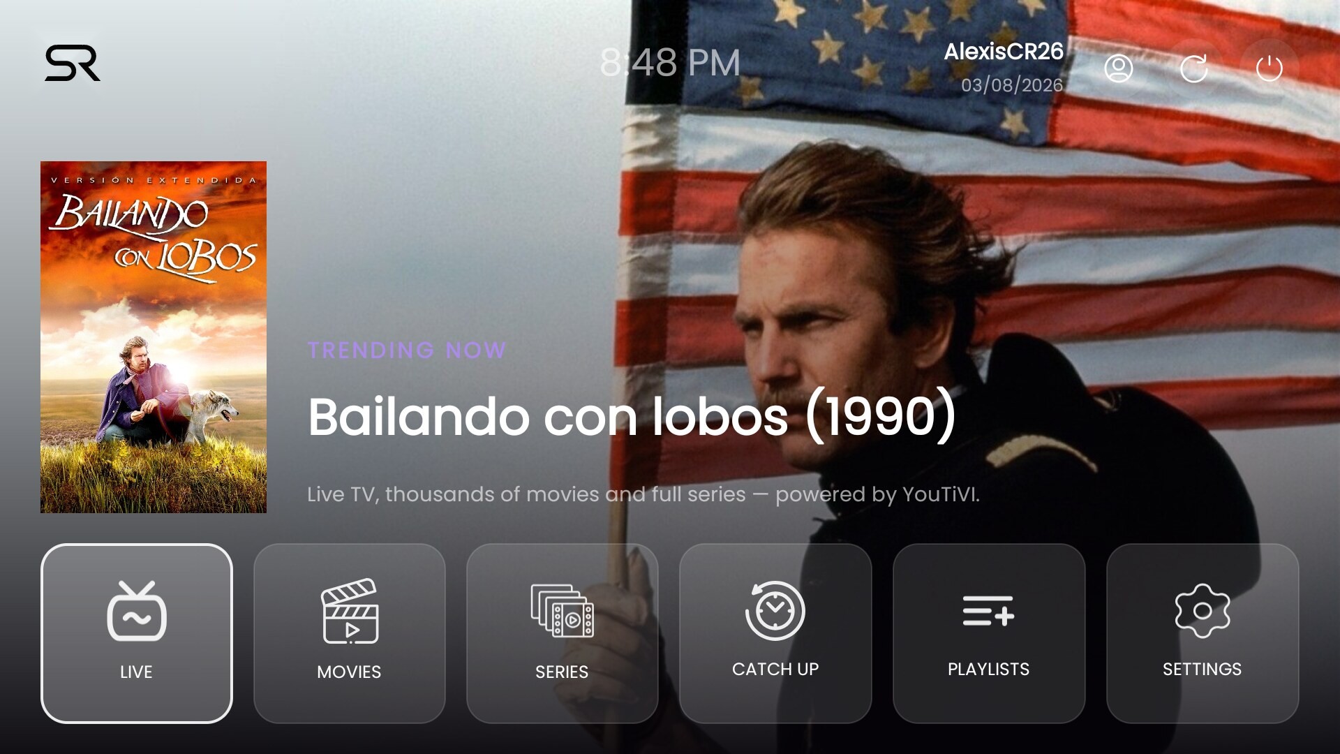 YOUTIVI ULTRA 6 TOPICS AUTO TEST free demo running live on an Android TV device